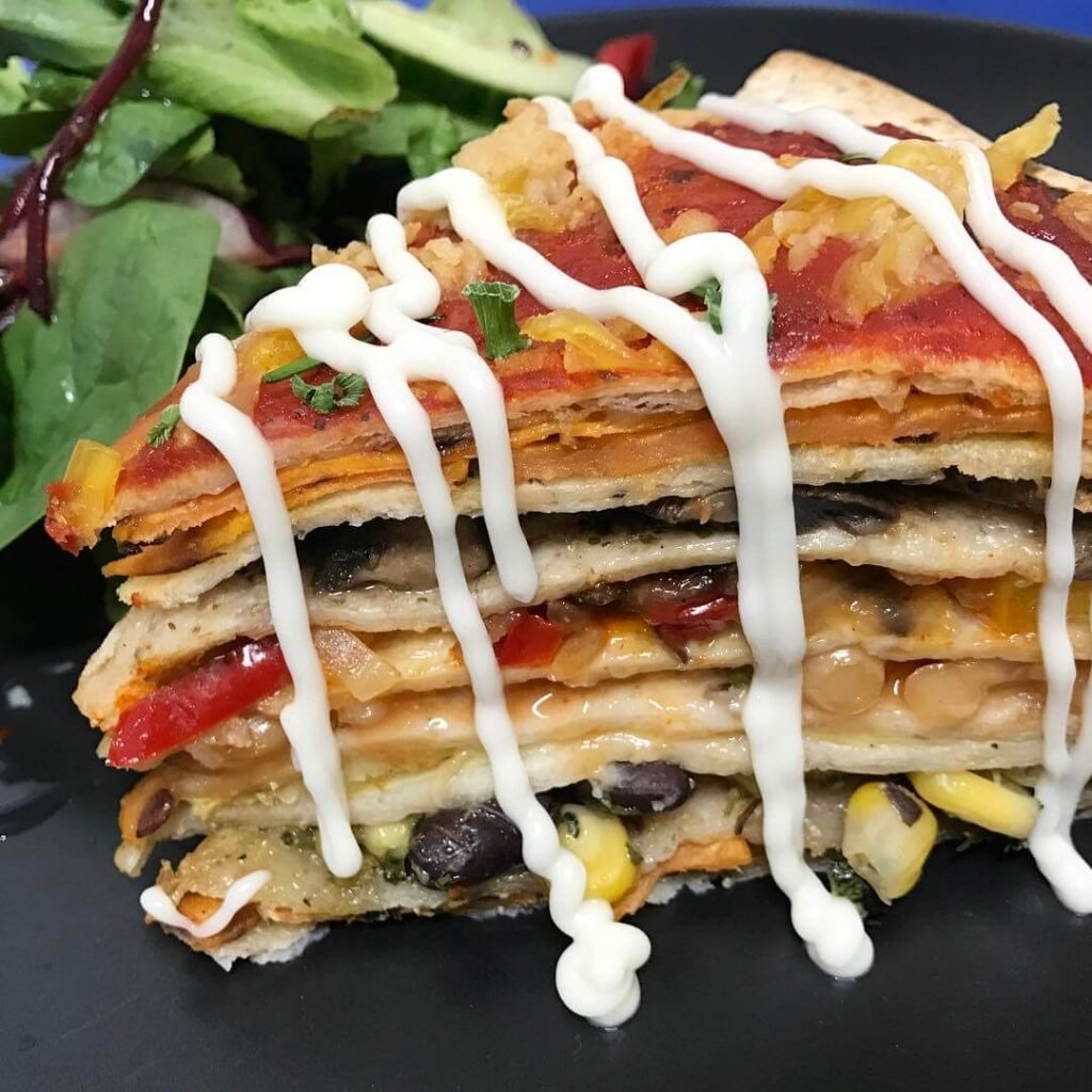 Vegan Tortilla Stack at A Tad Whimsy