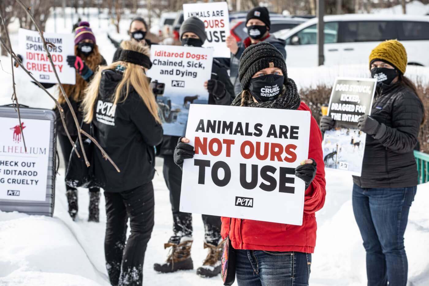 Protest outside a Millennium Hotel in Anchorage, Alaska