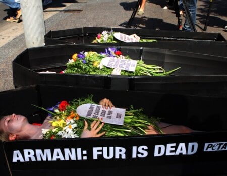 Armani fur protest Sydney