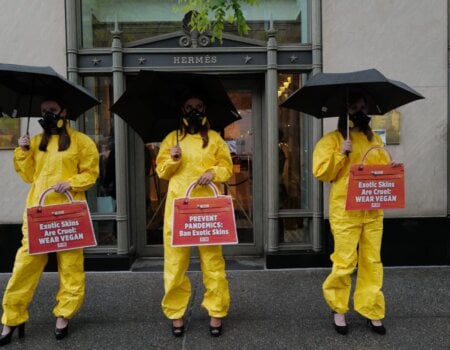 PETA US protest outside Hermes in NYC