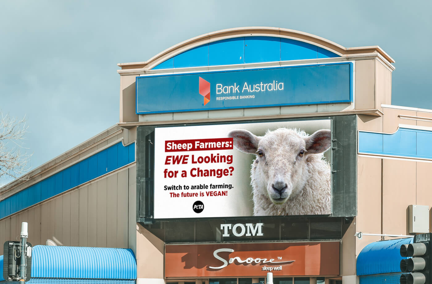 Bendigo Billboards Urge Sheep Farmers to ‘Baack’ Away From Animal Agriculture