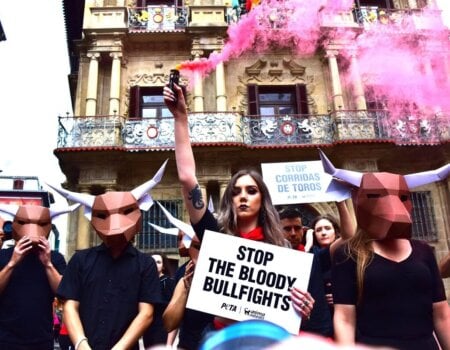 PETA's protest at Pamplona 2018.