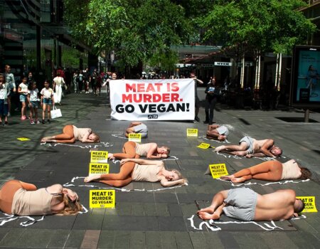 PETA protest in Sydney, Australia.