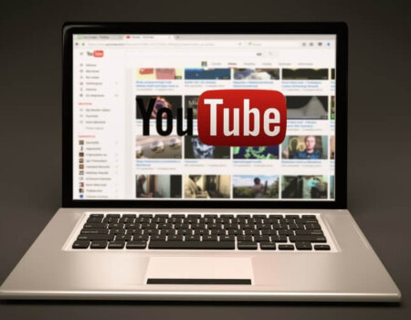 Laptop with YouTube open